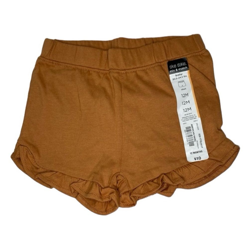 5/$15 Okie Dokie Baby Shorts‎ Hazel Elastic Waist Ruffle Hem 12 Months